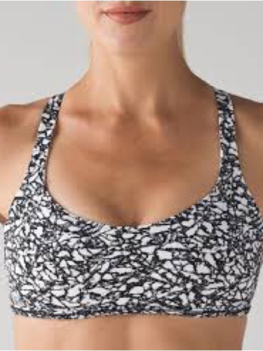 lululemon athletica Black & White Marble-Print Sports Bra